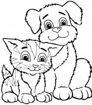 Кошка и собака - раскраска					№4