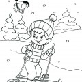 Мальчик на лыжах - раскраска №42