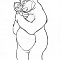 Мишка и Маша обнимаются - раскраска №50