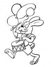 Заяц играет на барабане - раскраска					№62