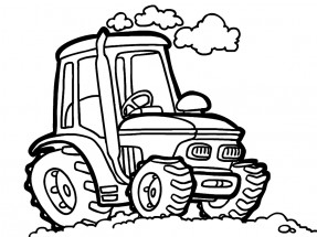 Трактор на лужайке - раскраска					№219