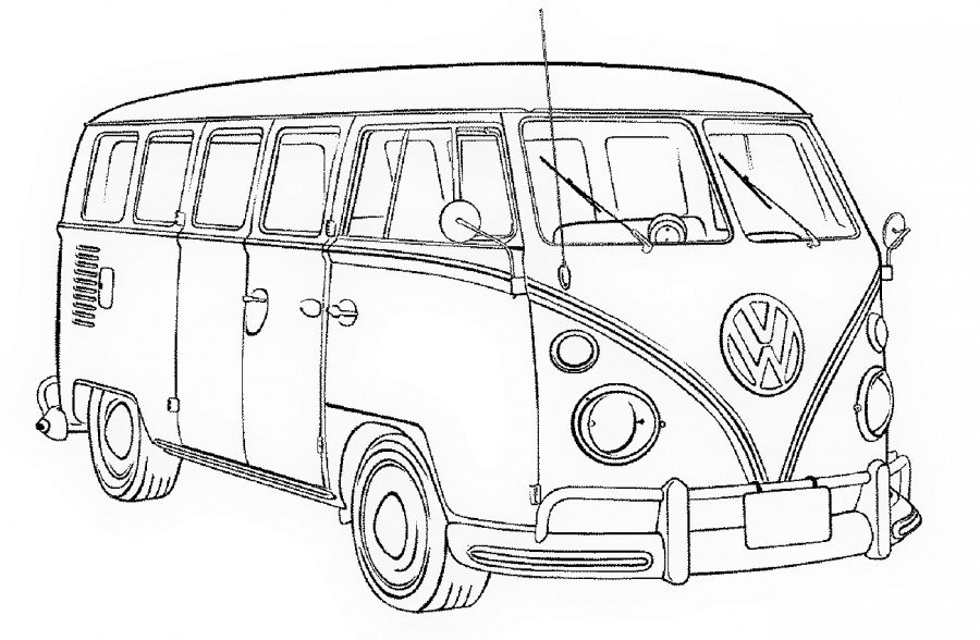 Машина автобус Фольксваген ретро - раскраска №264