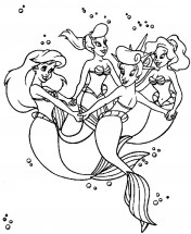 Русалочка Ариэль с сестрами - раскраска					№287