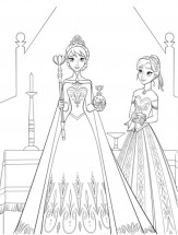 Эльза и Анна во дворце - раскраска					№349