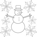 Снеговик и снежинки - раскраска №355
