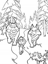 Маша и волки идут по тропинке - раскраска					№414