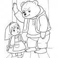 Маша и медведь грустный - раскраска №417