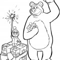 Маша и Медведь на Новый Год - раскраска №418