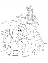 Эльза создала снеговика Олафа - раскраска					№529