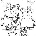 Семья Свинки Пеппы с коронами - раскраска №607