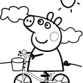 Свинка Пеппа едет на велосипеде - раскраска №611
