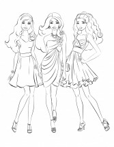 Три подружки Барби - раскраска					№878