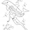 Барби с дельфином - раскраска №884