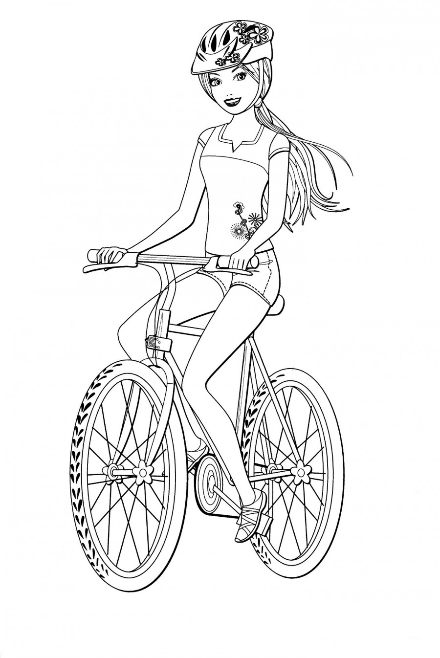 Барби на велосипеде - раскраска №892