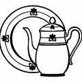 Чайник и тарелка - раскраска №946