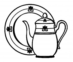 Чайник и тарелка - раскраска					№946
