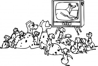 Далматины смотрят телевизор - раскраска					№965