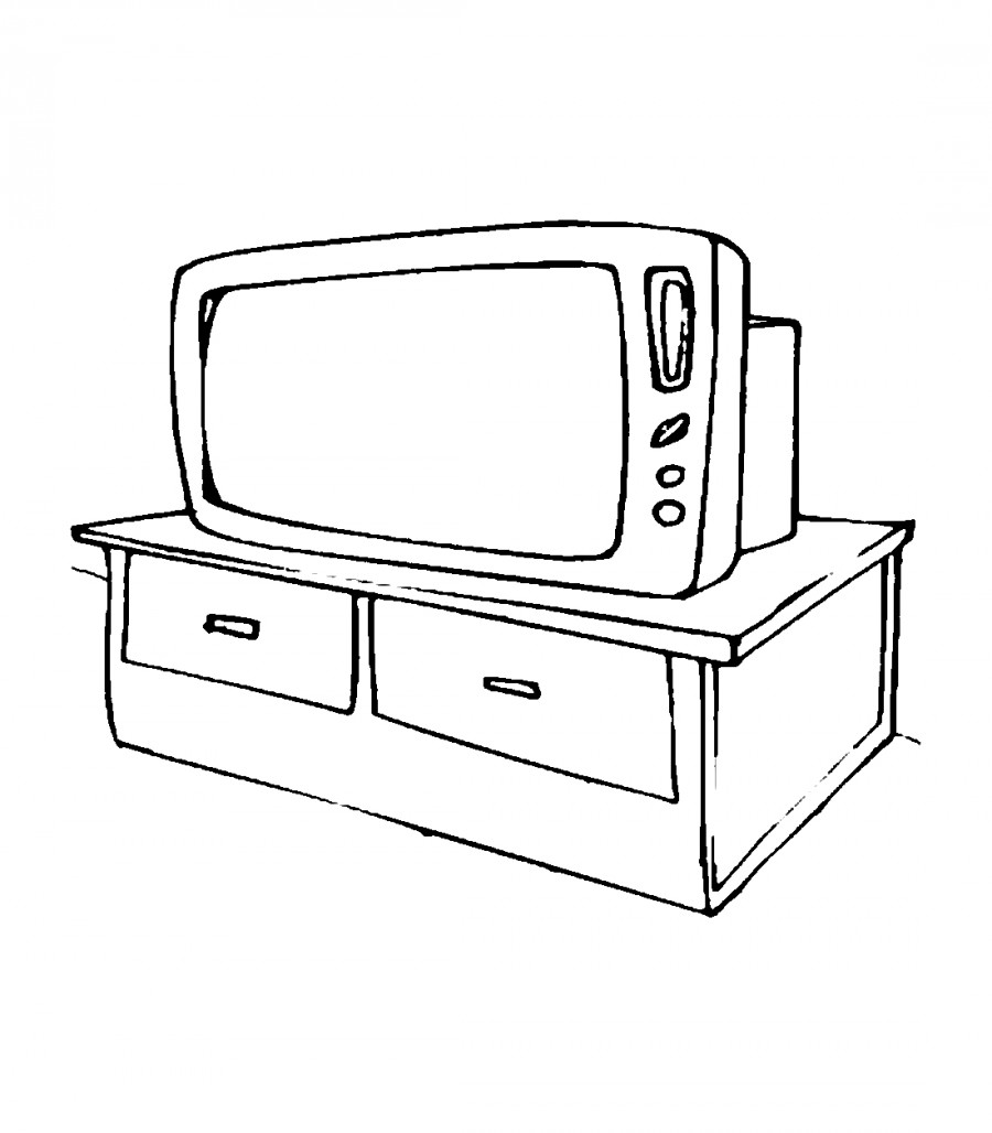 Телевизор на полке - раскраска №971