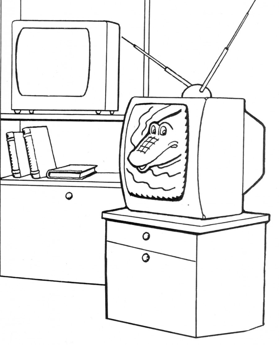 Телевизор с крокодилом - раскраска №974