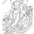 Золушка с принцем спускаются по лестнице - раскраска №1009