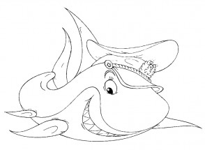 Акула в капитанской кепке - раскраска					№1058