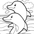 Два дельфина - раскраска №1132