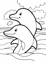 Два дельфина - раскраска					№1132
