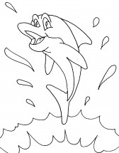 Дельфин выпрыгивает из воды - раскраска					№1135