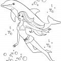 Дельфин и девочка - раскраска №1136