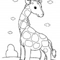 Жираф и облака - раскраска №1183