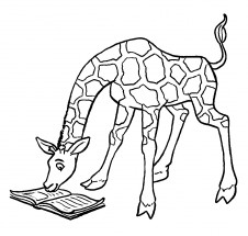Жираф читает книгу - раскраска					№1188