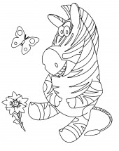 Зебра и бабочка - раскраска					№1199