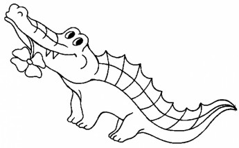 Крокодил с цветочком - раскраска					№1318