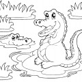 Крокодилы в воде - раскраска №4335