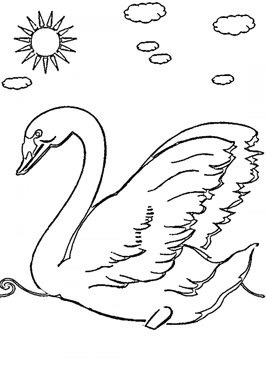 Лебедь и солнышко - раскраска №2130