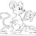 Мышь ест сыр - раскраска №2324