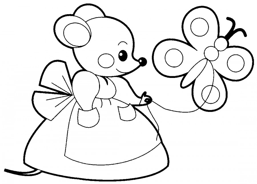 мышь и бабочка - раскраска №10463
