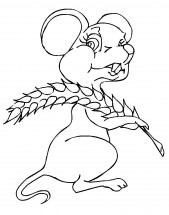 Мышь и колосок - раскраска					№2780