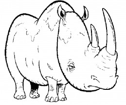 Грустный носорог - раскраска					№1394