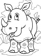 Красивый носорог - раскраска					№1559