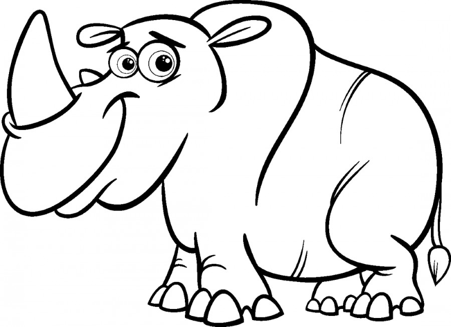 Носорог с круглыми глазами - раскраска №11862