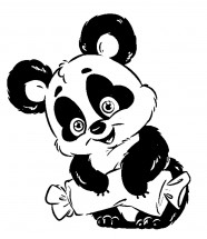 Панда с конфеткой - раскраска					№13588