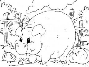 Свинка кушает - раскраска					№2320