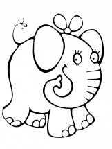 Слон с бантом - раскраска					№2340