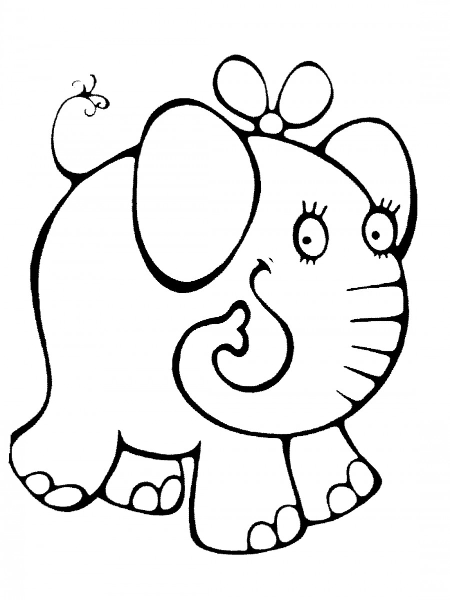 Слон с бантом - раскраска №2340