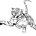 Тигр в прыжке - раскраска №2307