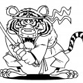 тигр самурай - раскраска №2085