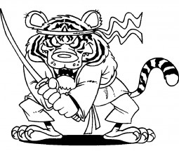 тигр самурай - раскраска					№2085
