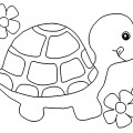 Черепаха и цветы - раскраска №10549