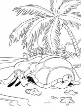 Черепаха на пляже - раскраска					№11939